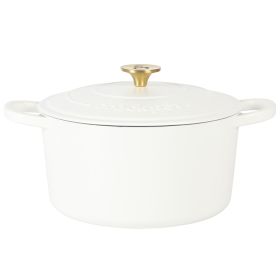 Crockpot Artisan 7 Quart Round Enameled Cast Iron Dutch Oven with Lid in Linen