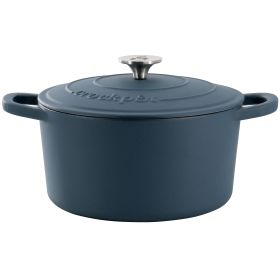 Crockpot Artisan 7 Quart Enameled Cast Iron Dutch Oven in Matte Navy Blue