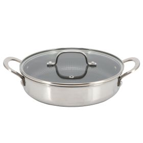 Better Chef 9 Inch 3-Ply Stainless Steel Nonstick Deep Fry Pan with Lid in Silver