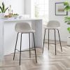 Set of 2 - Modern Counter Height Barstool with Low Back Dark Grey Fabric Seat