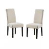 Set of 2 Modern Grey Fabric Upholstered Dining Chair with Black Wood Legs