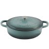 Crock Pot Artisan Enameled Cast Iron 5 Quart Round Braiser Pan with Self Basting Lid in Teal Ombre