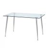 Modern 47-inch x 29-inch Glass Top Dining Table with Wood-Look Metal Legs