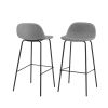 Set of 2 - Modern Counter Height Barstool with Low Back Dark Grey Fabric Seat