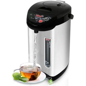 Hot Water Urn Pot - Insulated Stainless Steel, Manual & Auto Dispense, Safety Lock Shutoff 3.38 QT /3.2L - Auto Shut Off