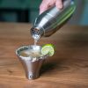 Stainless Steel Cocktail Shaker and Martini Glass Set, Steel