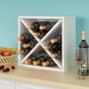 Stackable 12-Bottle Wine Rack in Charcoal Black Wood Finish